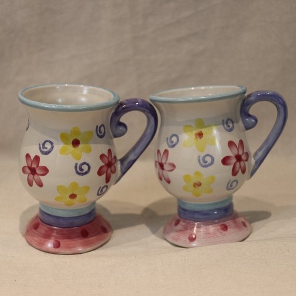 Floral Cermaic Mugs Set Kitchy Cute Coffee Tea Mugs Matching Set - Picture 2 of 8